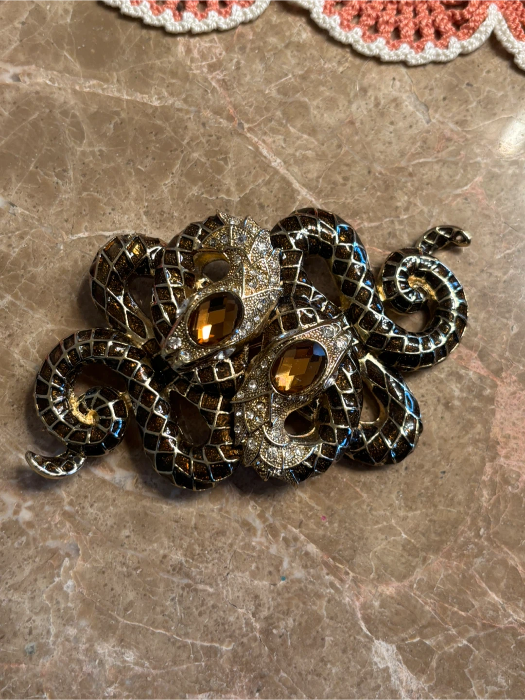 Vintage double snake brooch