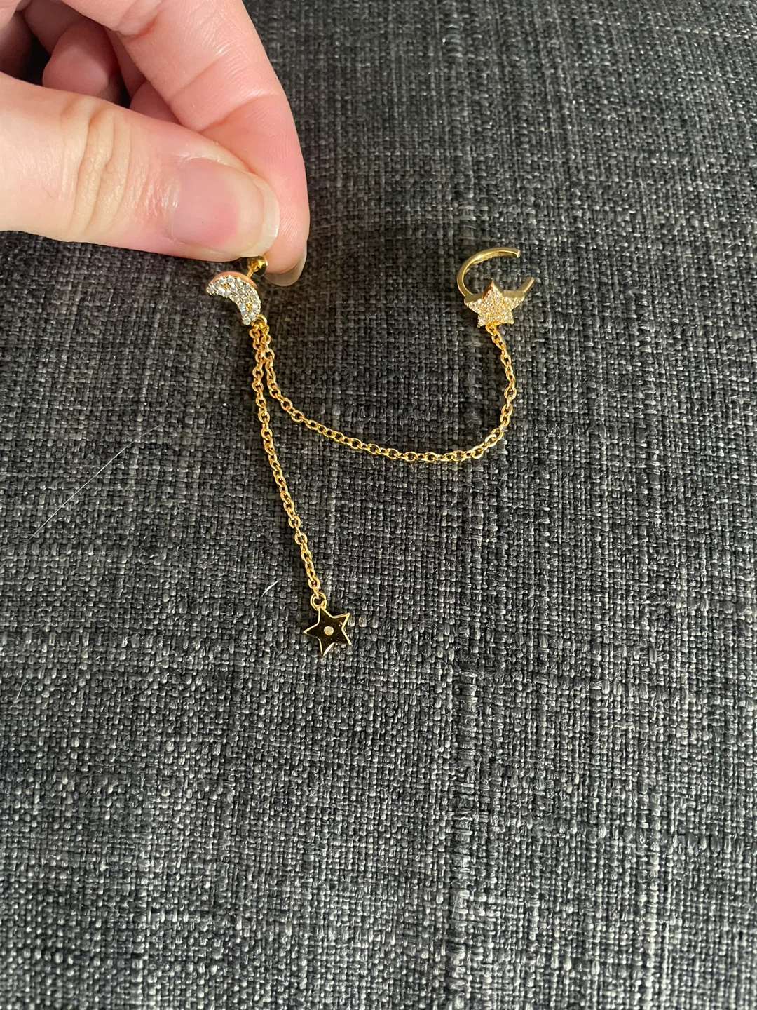 Moon and Star Chain Ear Cuff