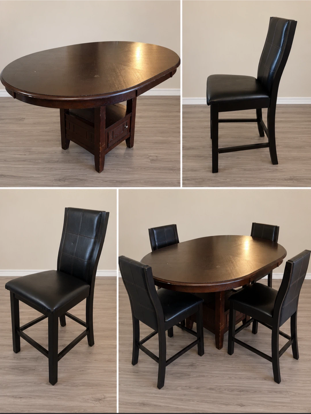 Oval Wood Dining Table with 4 Chairs