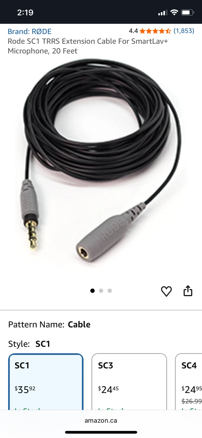 Rode SC1 TRRS Extension Cable 20 Feet - photo 5