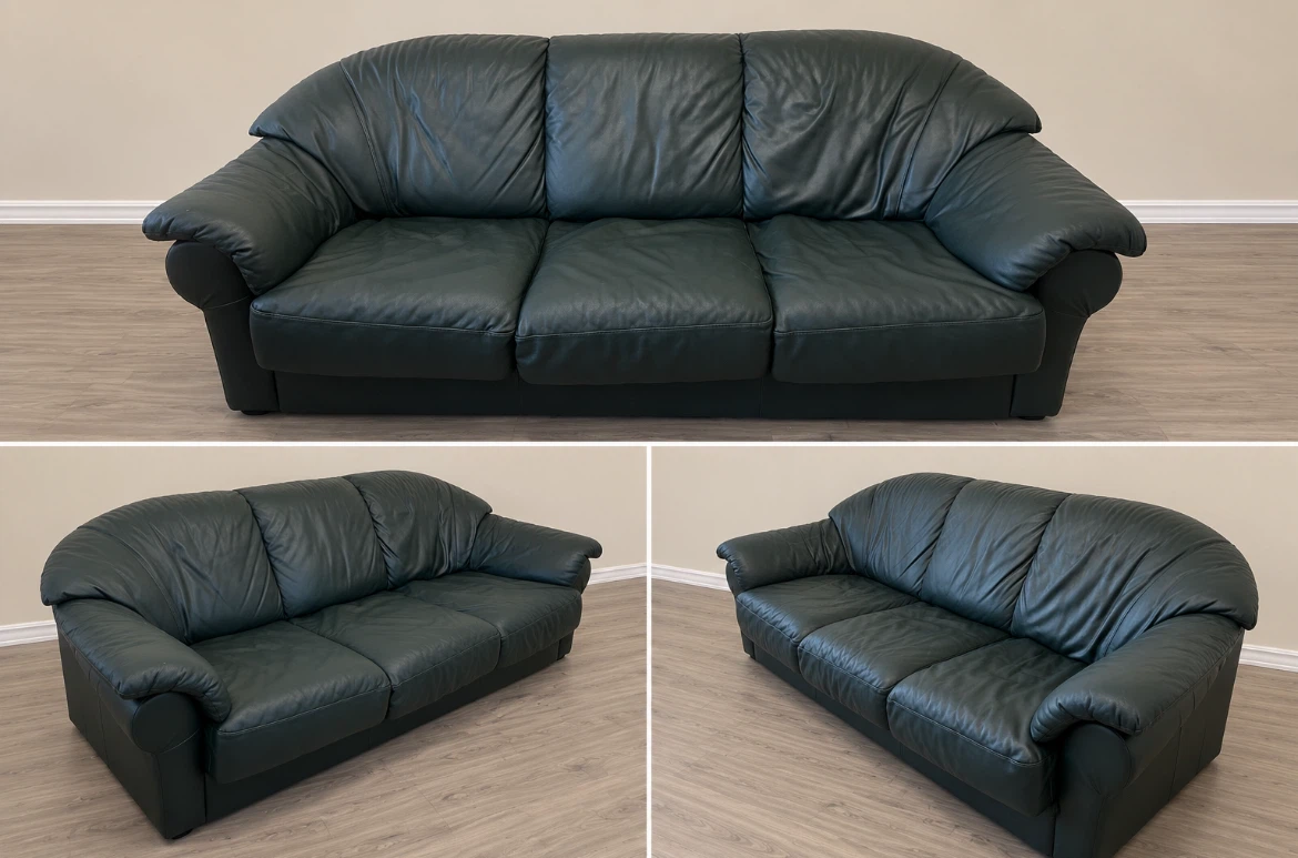 Dark Green Leather Sofa