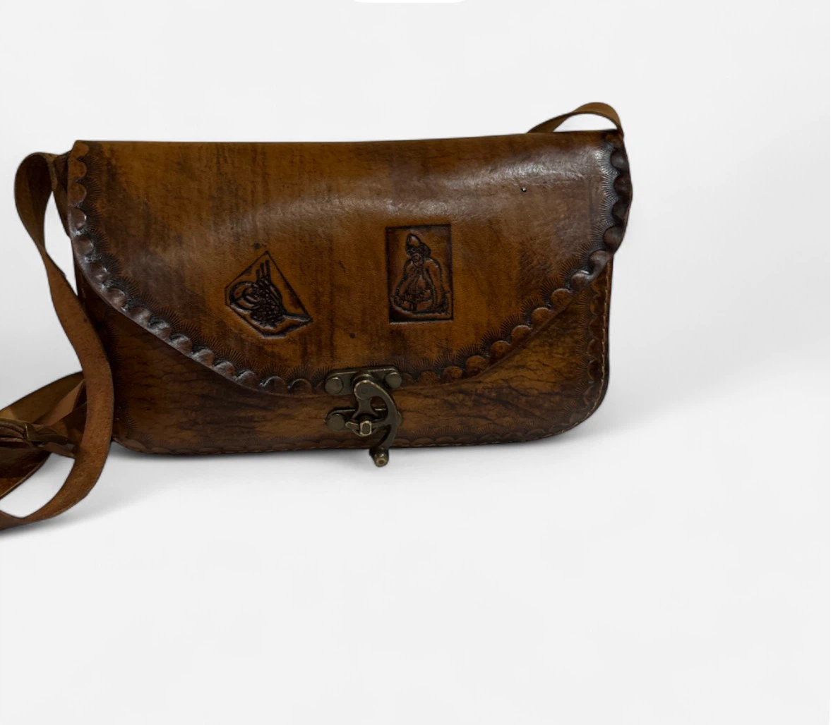 Handcrafted Turkiye Brown Leather Women's Crossbody Bag