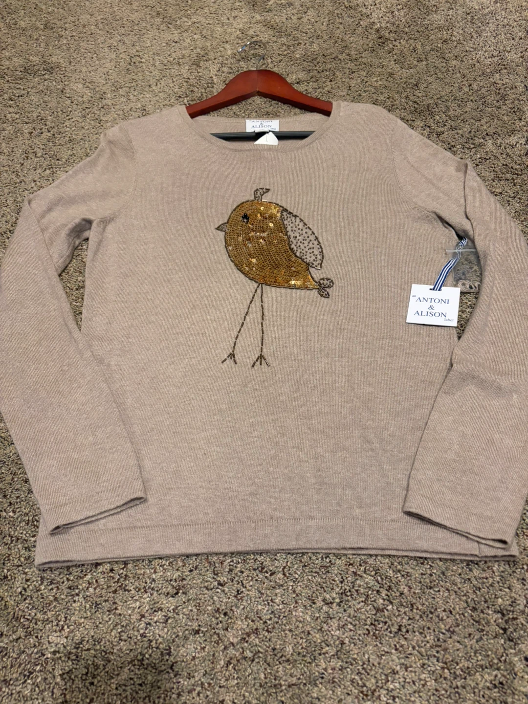 NWT Antoni & Alison Gold Quail Sequin Sweater
