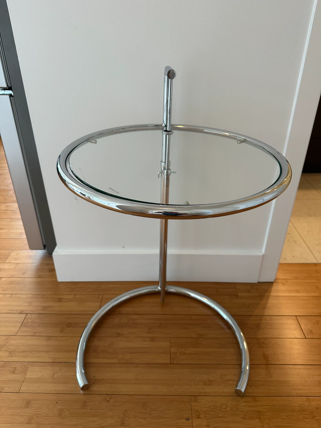 Eileen Gray–Style Adjustable Chrome & Glass Side Table