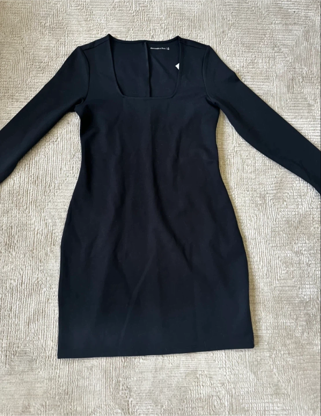 New Abercrombie & Fitch black square neck long sleeve dress