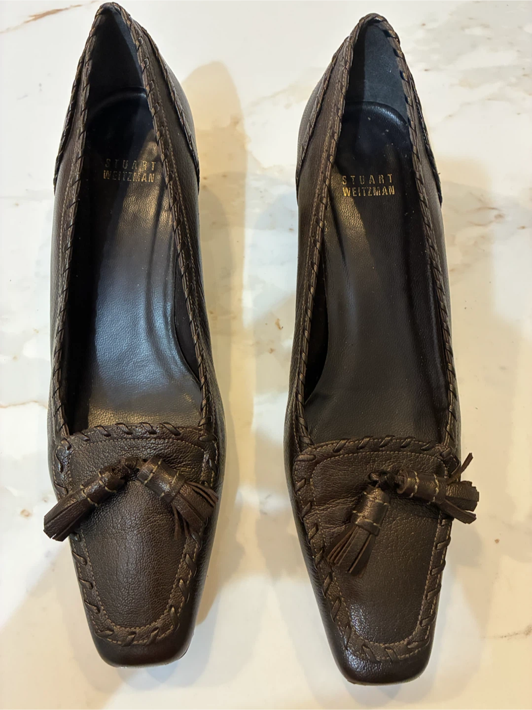 Stuart Weitzman Brown Leather Tassel Pumps – Size 9