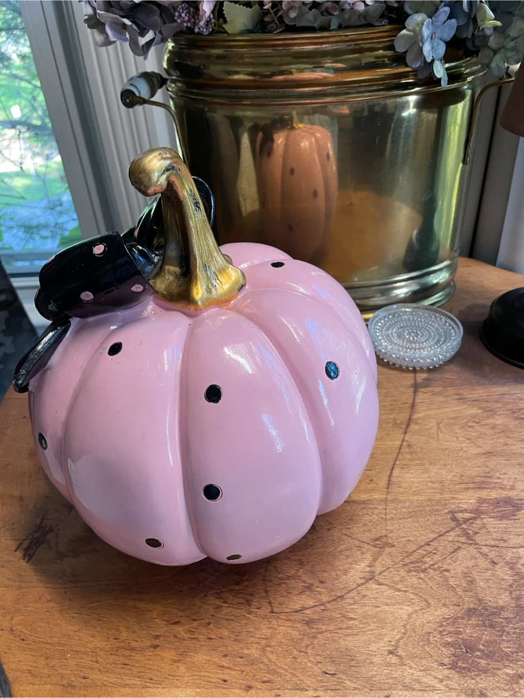 Pink Polka Dot Pumpkin Decoration - photo 2