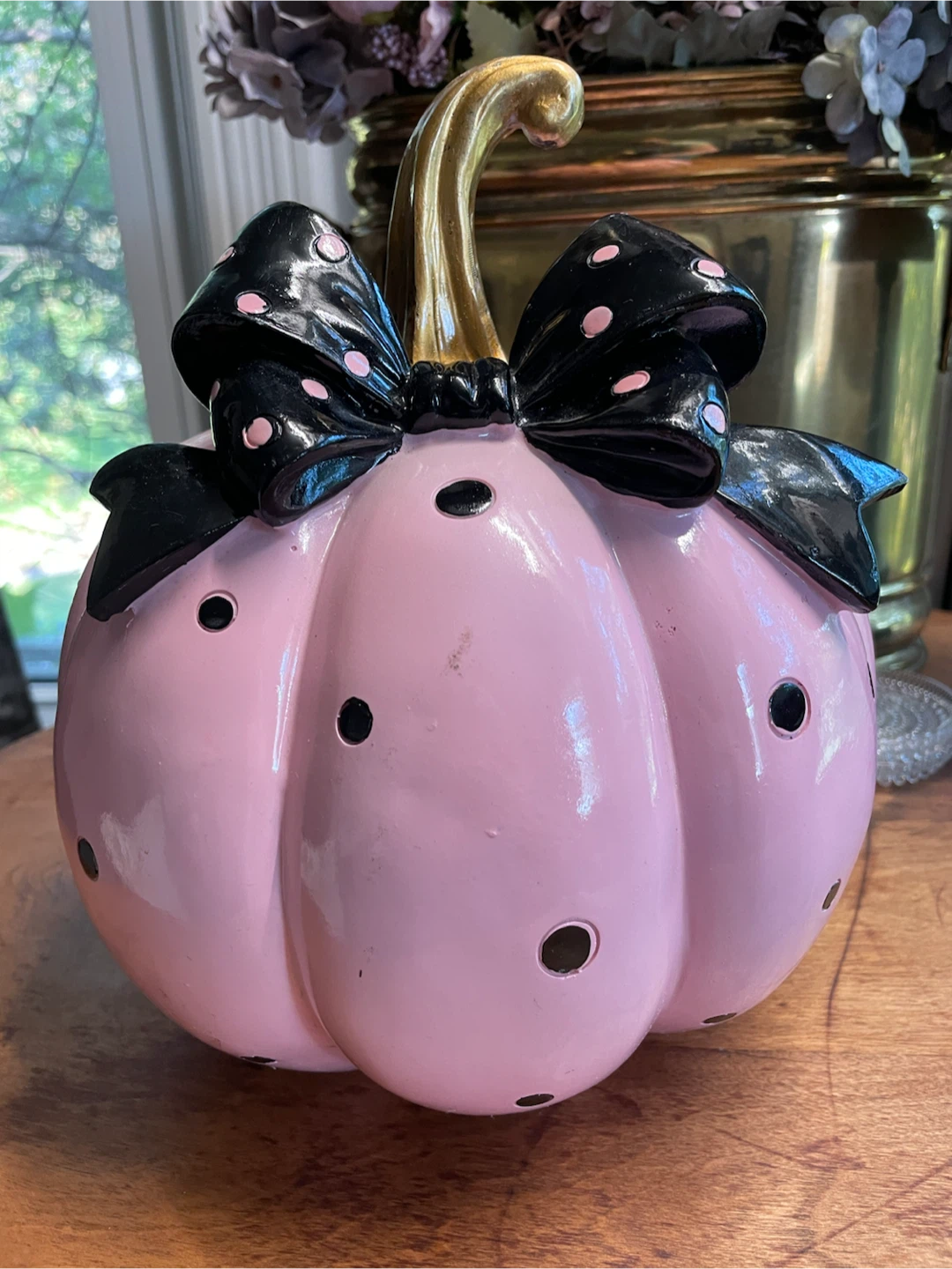 Pink Polka Dot Pumpkin Decoration - photo 3