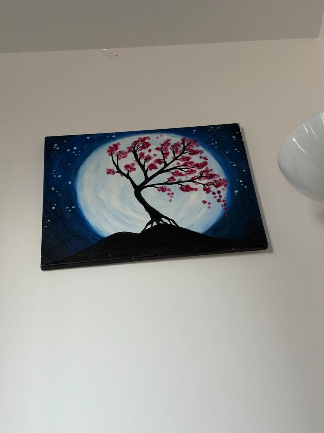 Painting of a Cherry Blossom Tree and Moon