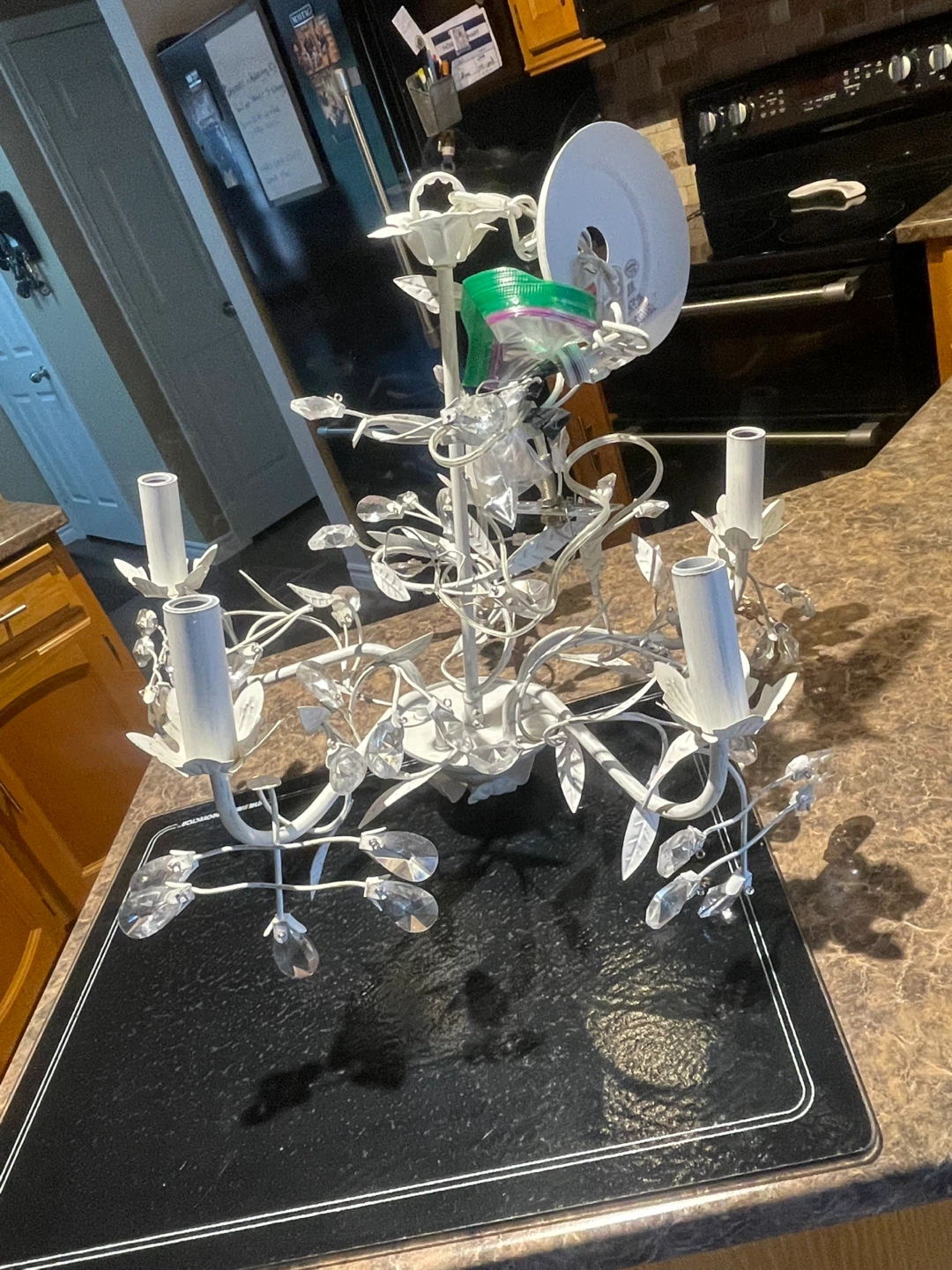 White Chandelier with Crystal Accents