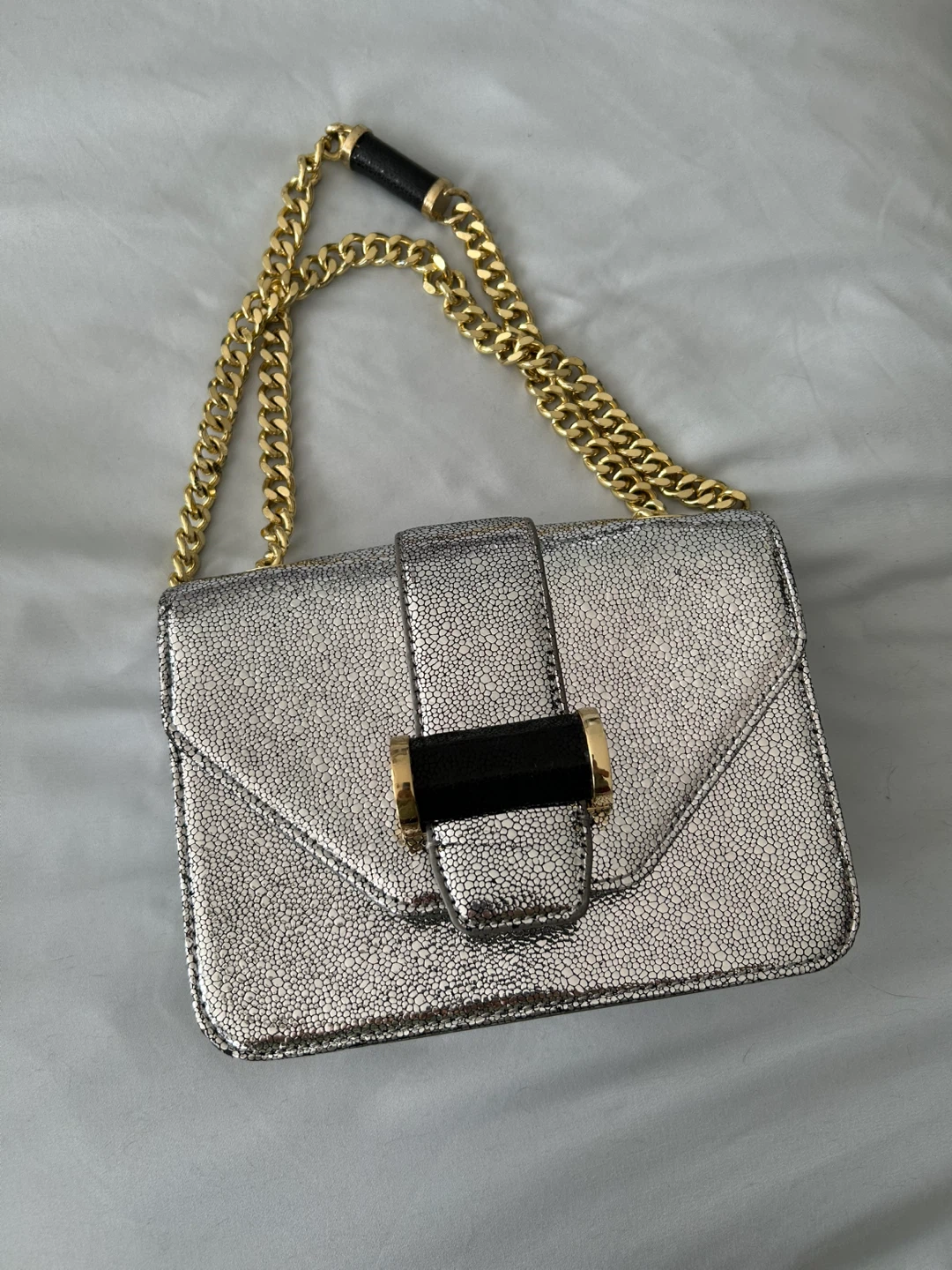 Ivanka Trump Silver Textured Shoulder Bag