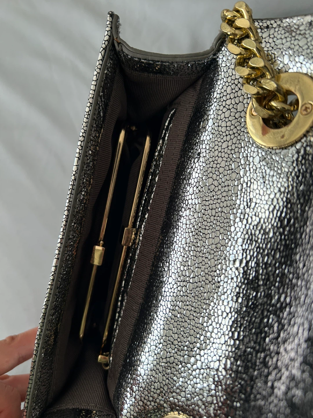 Ivanka Trump Silver Textured Shoulder Bag - photo 3