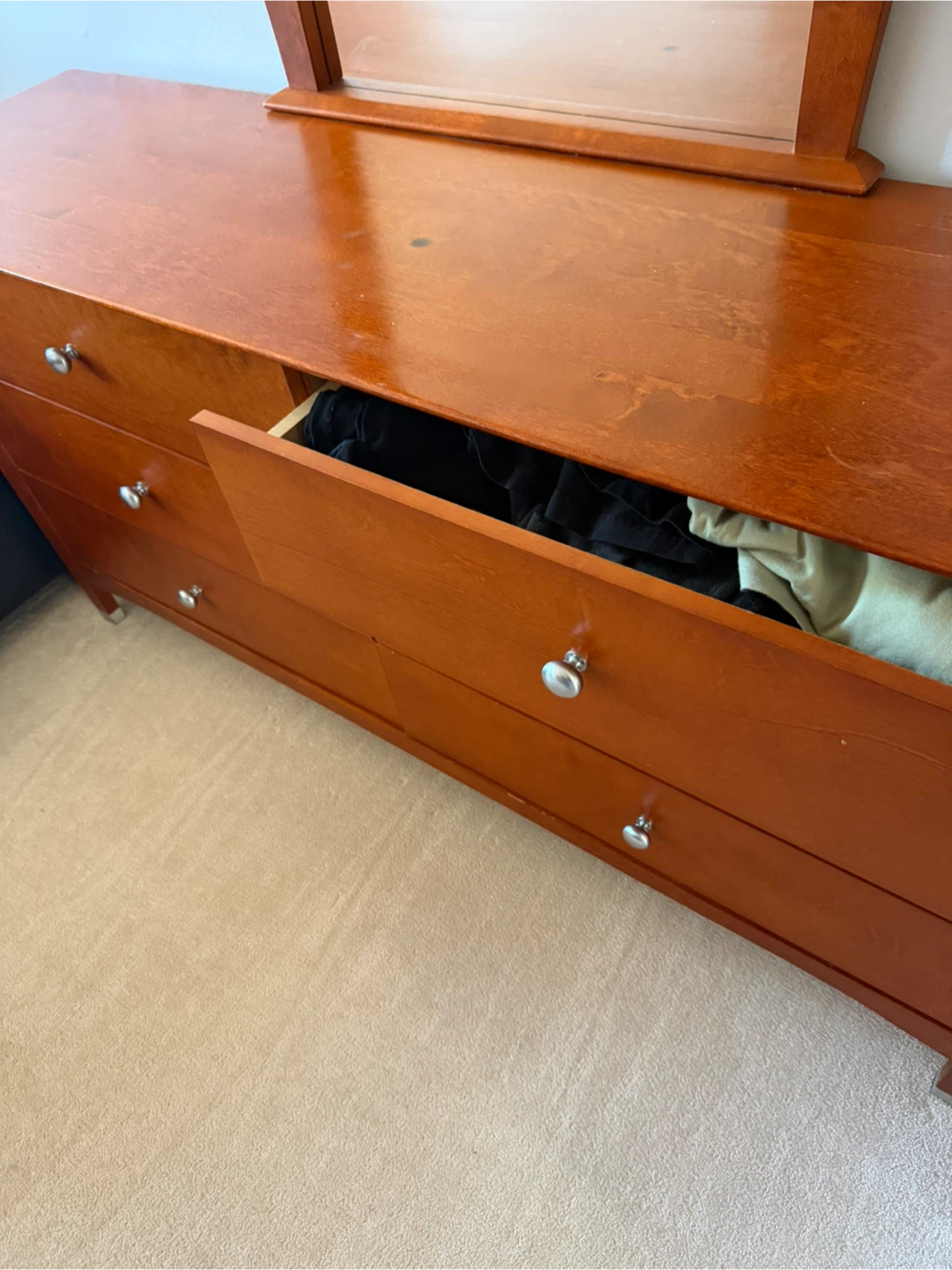 Wooden Bedroom Dresser with Mirror - photo 2