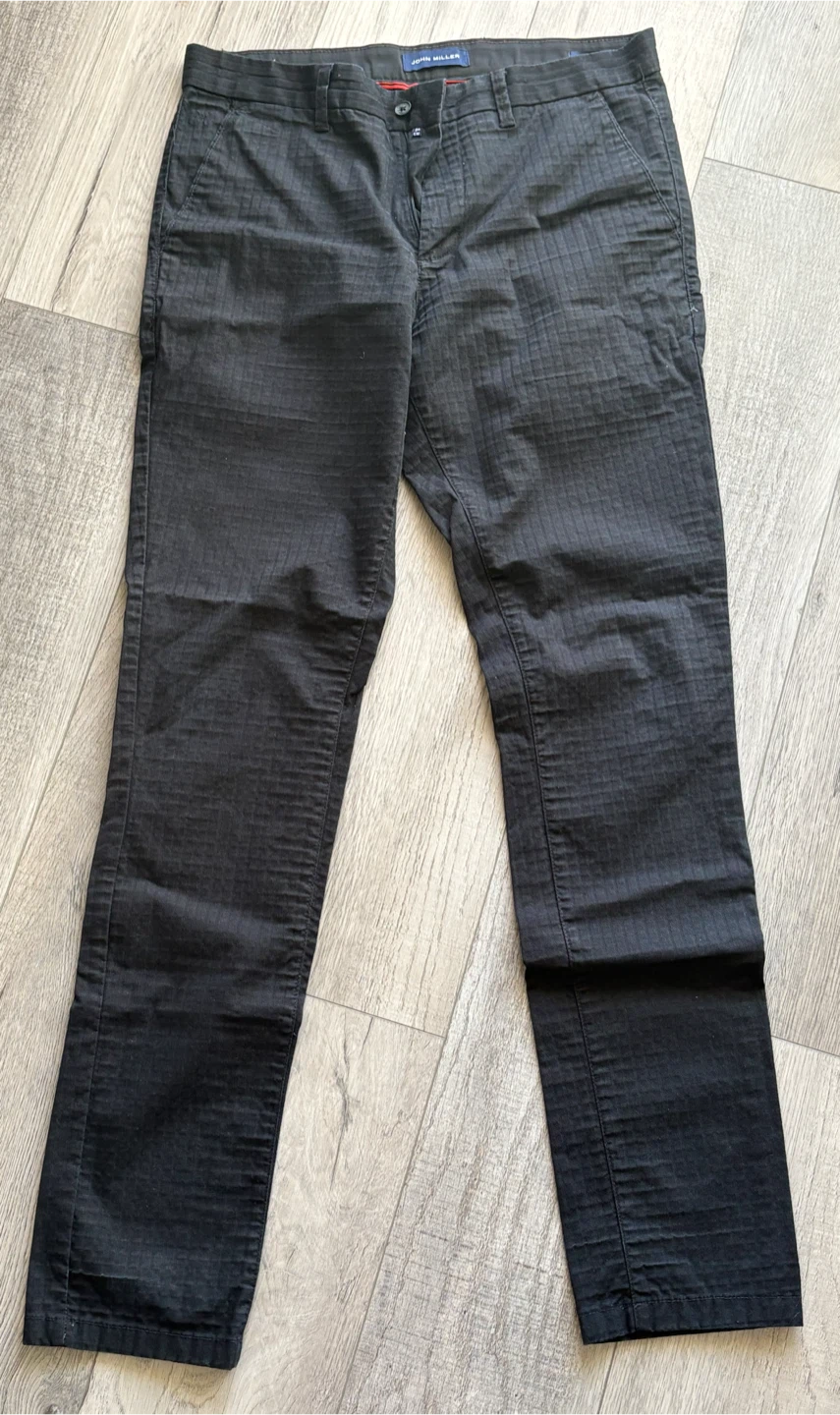 John Miller Black Textured Pants
