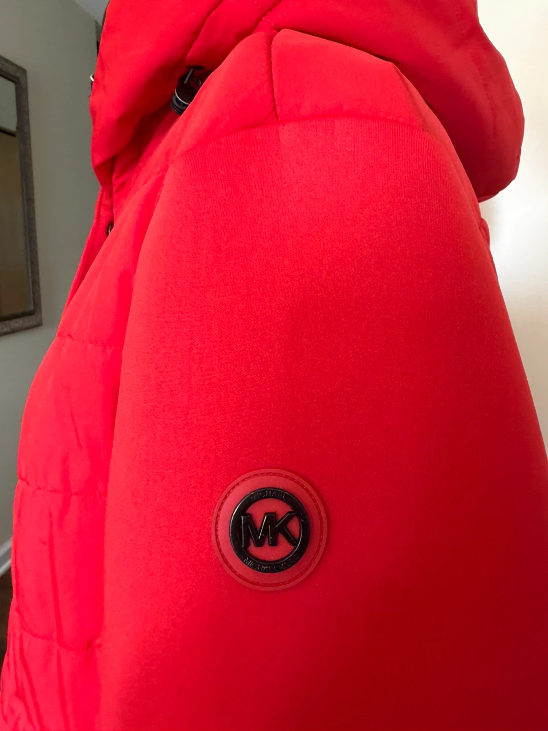Michael Kors Red Quilted Hooded Jacket