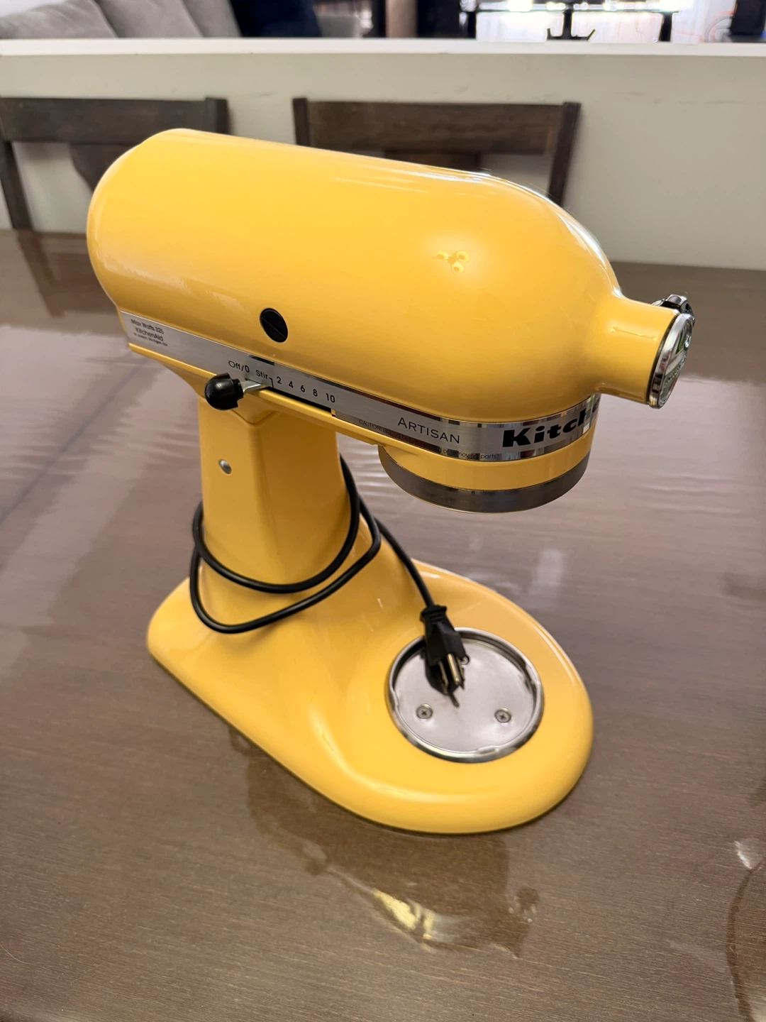 Yellow KitchenAid Stand Mixer with Attachments