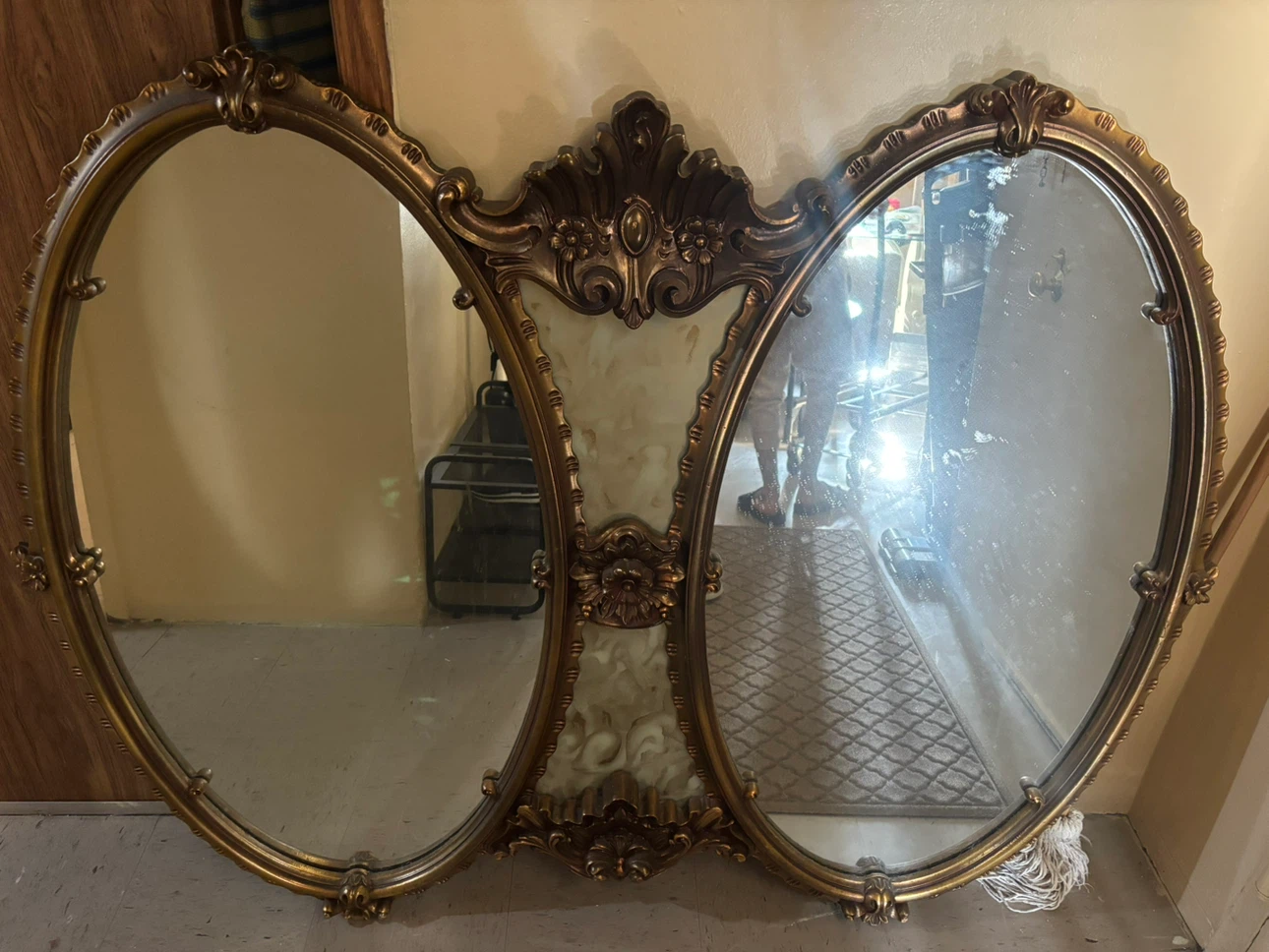 Ornate Gold Oval Mirror