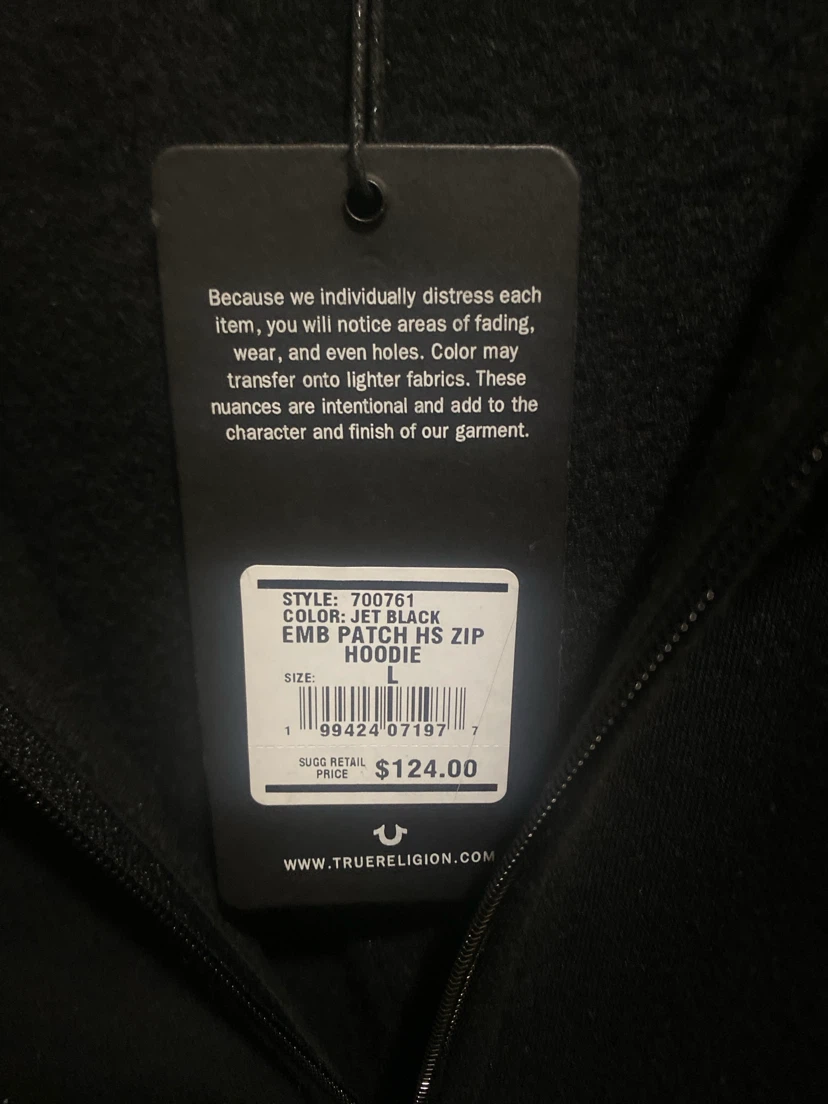 True Religion Zip Hoodie - Size Large - photo 2