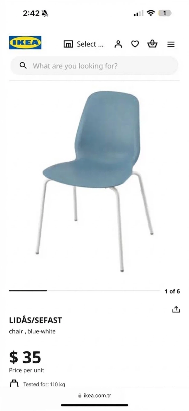 Set of 3 Blue Dining Chairs from IKEA - photo 4