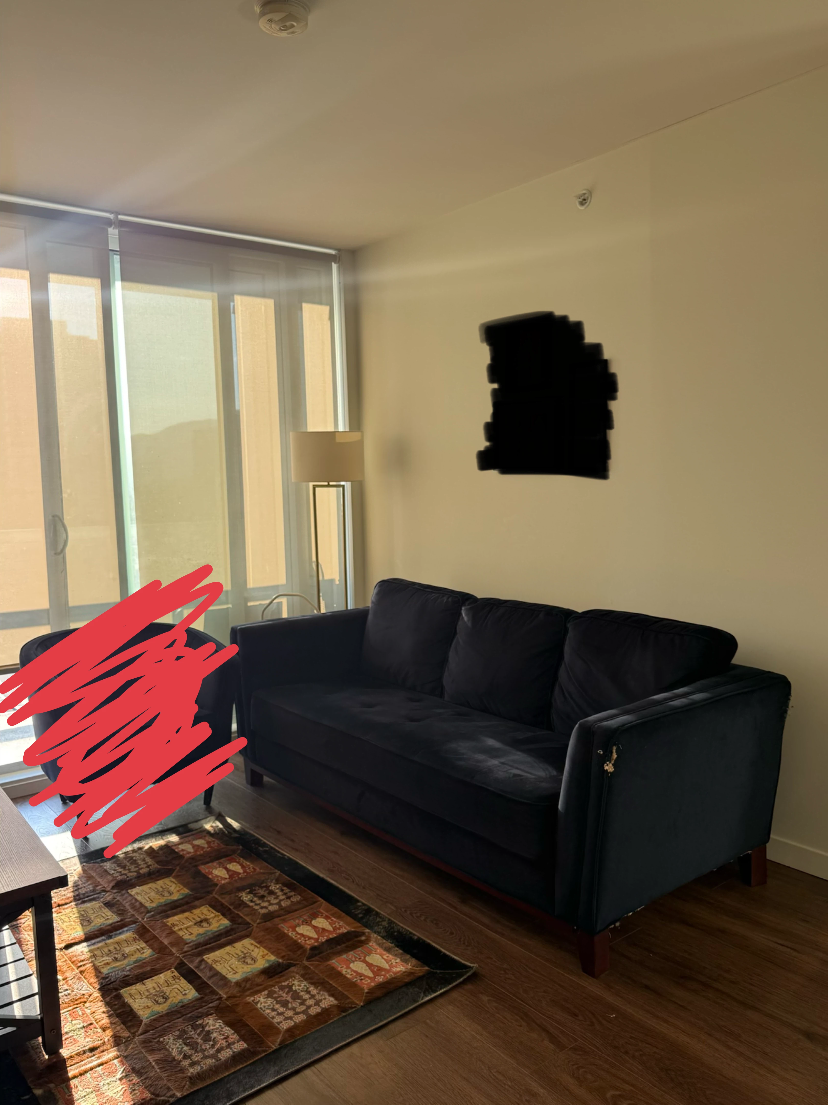 Dark Blue Velvet Sofa