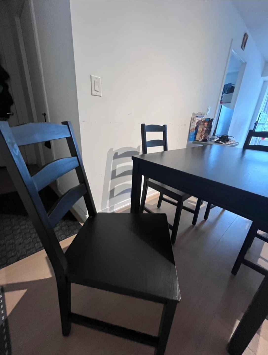 IKEA Bar table and 4 stools, black stained pine - photo 2