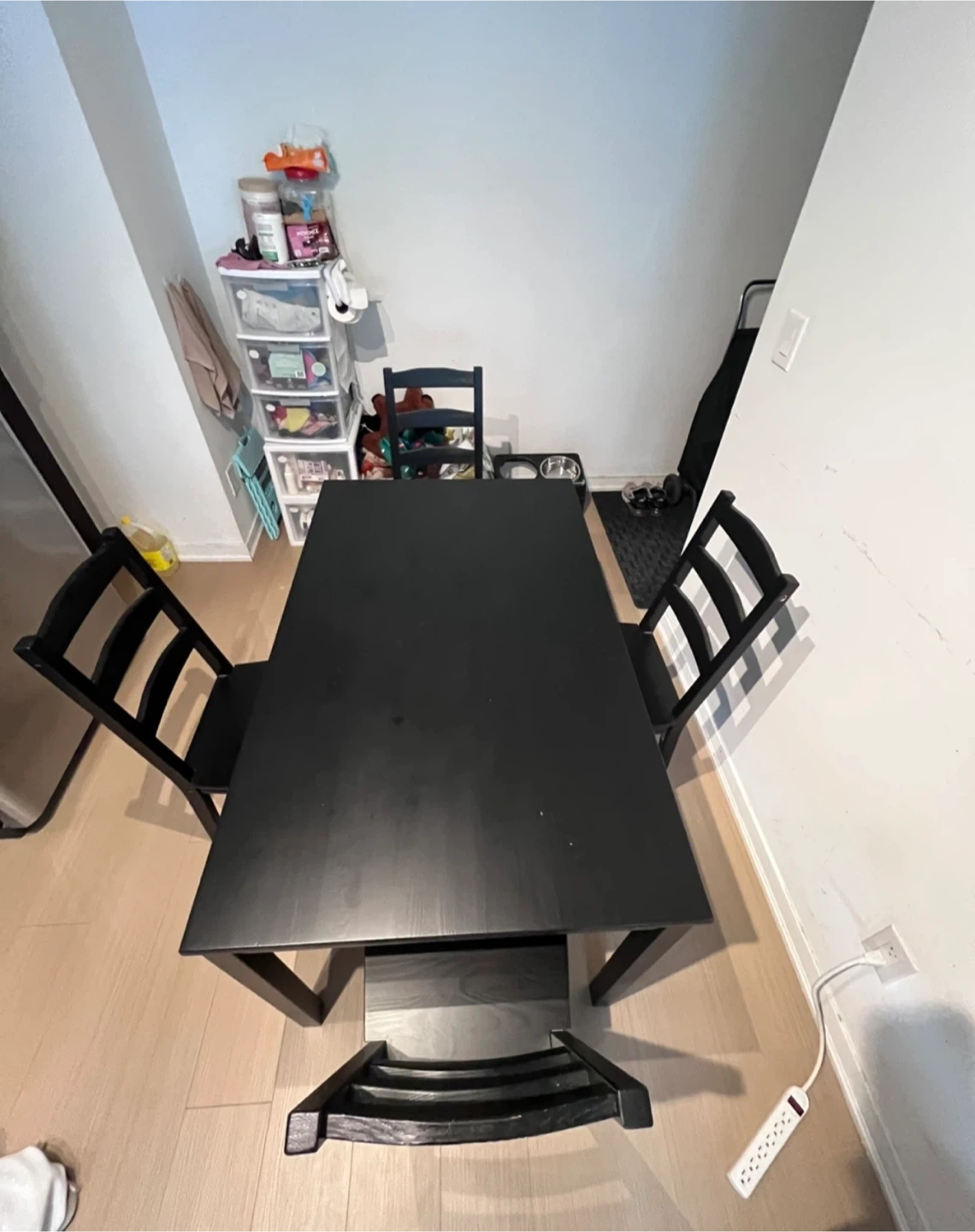 IKEA Bar table and 4 stools, black stained pine - photo 3
