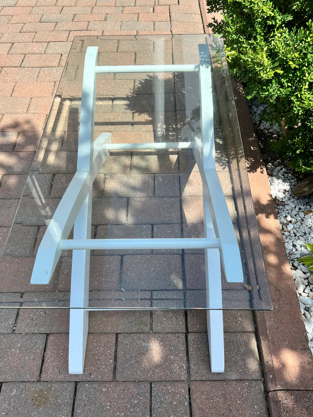 White X-Base Coffee Table with Glass Top - photo 2