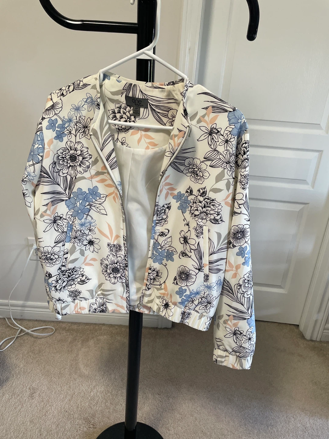 One by Shayla Hill Floral Bomber Jacket