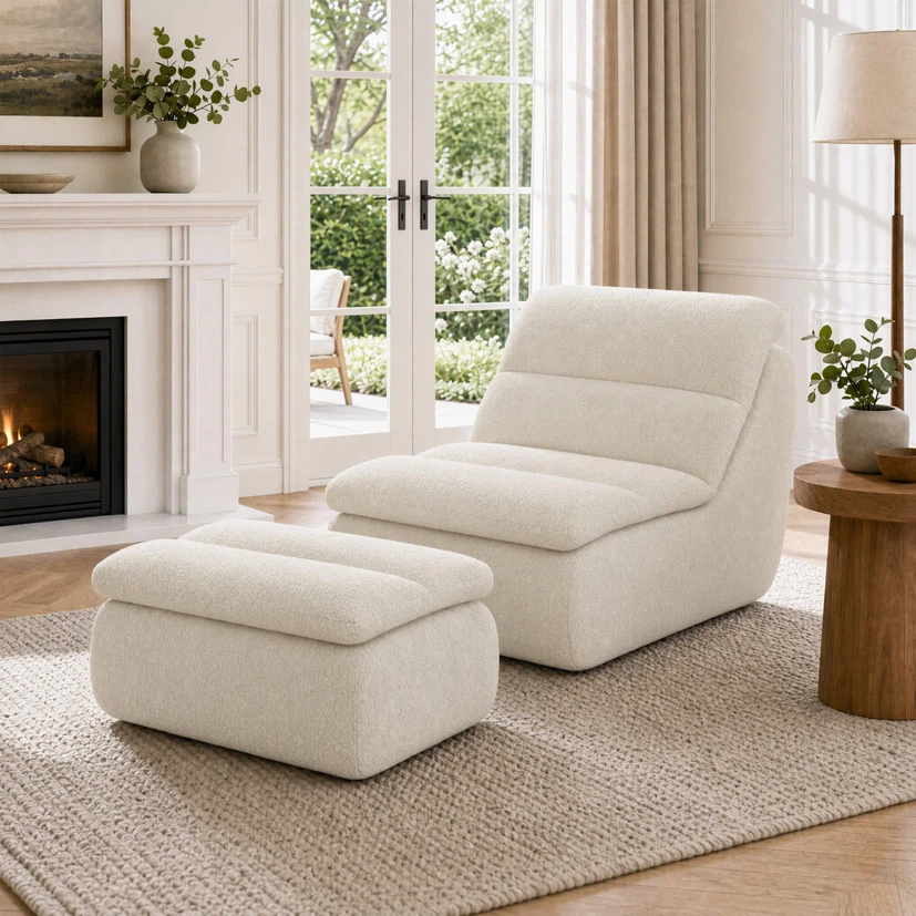 Memory Foam Accent Chair And Ottoman Set