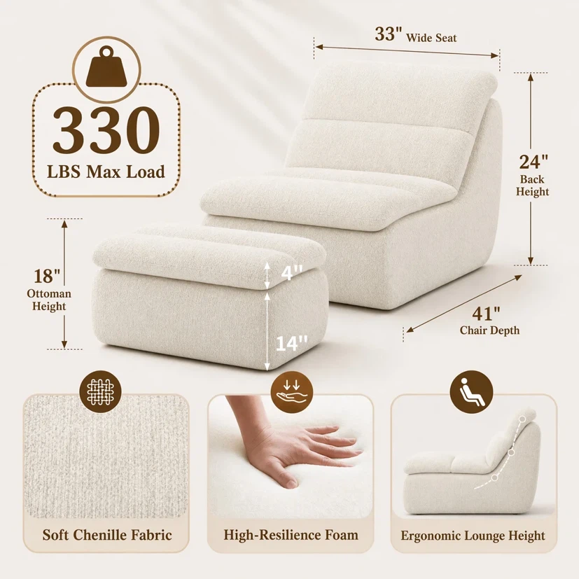 Memory Foam Accent Chair And Ottoman Set - photo 3