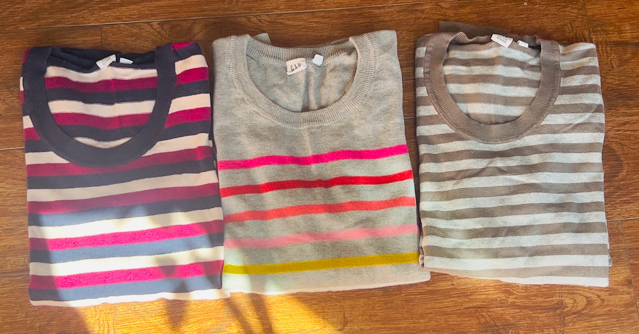 3 Gap Girl’s Striped Long Sleeve Tops Size M - photo 2