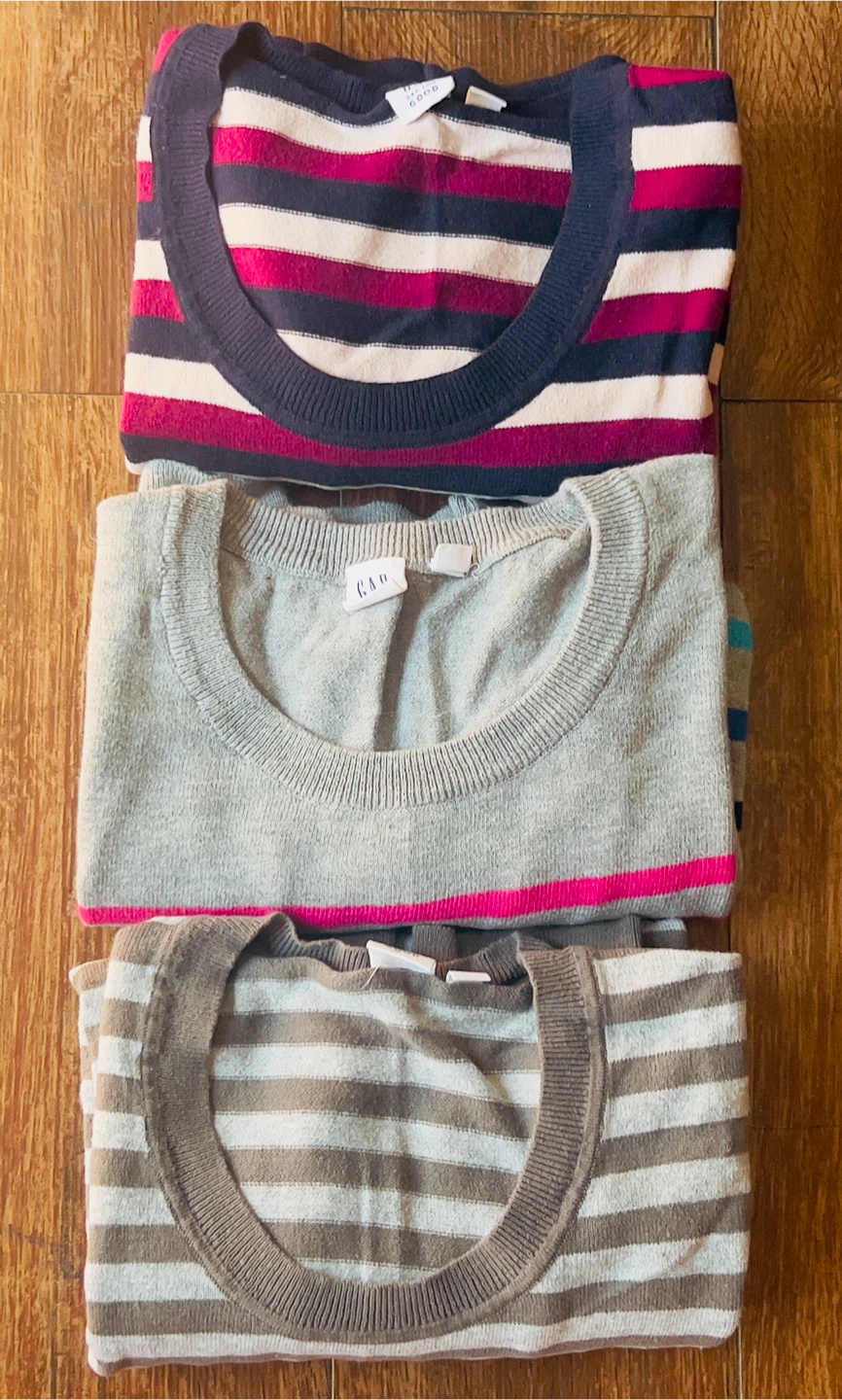 3 Gap Girl’s Striped Long Sleeve Tops Size M - photo 3