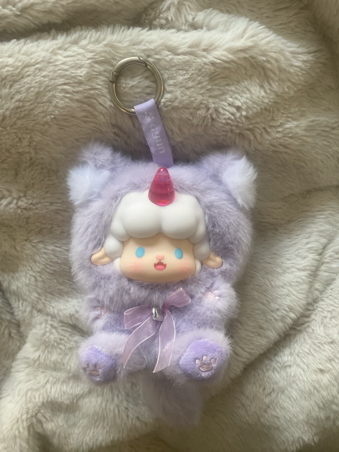 TOP TOY Purple Plush lamb/unicorn Animal Keychain