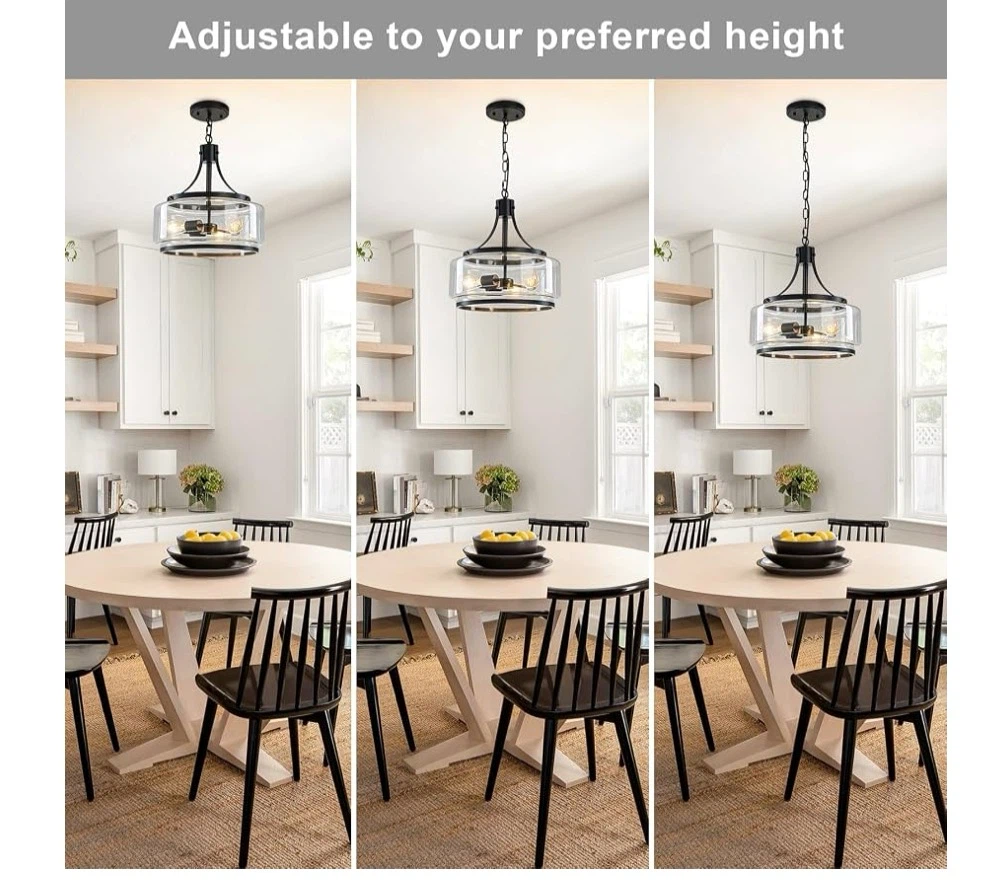 3-Lights Modern Glass Chandeliers, Dining Room Light Fixture - photo 5