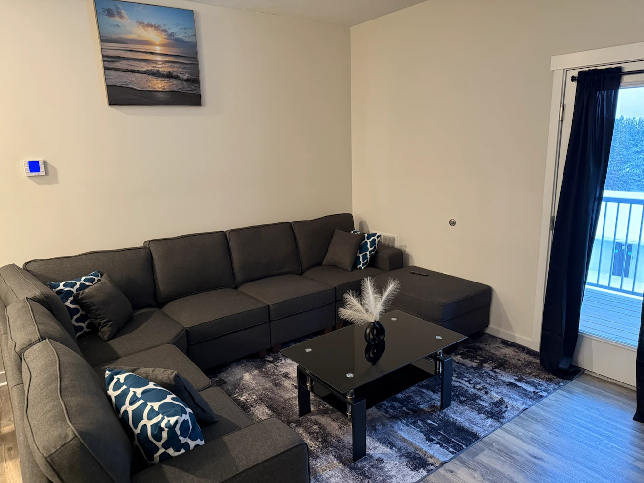 Dark grey linen blend 7 piece sectional