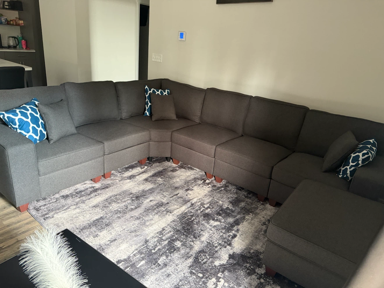 Dark grey linen blend 7 piece sectional - photo 2