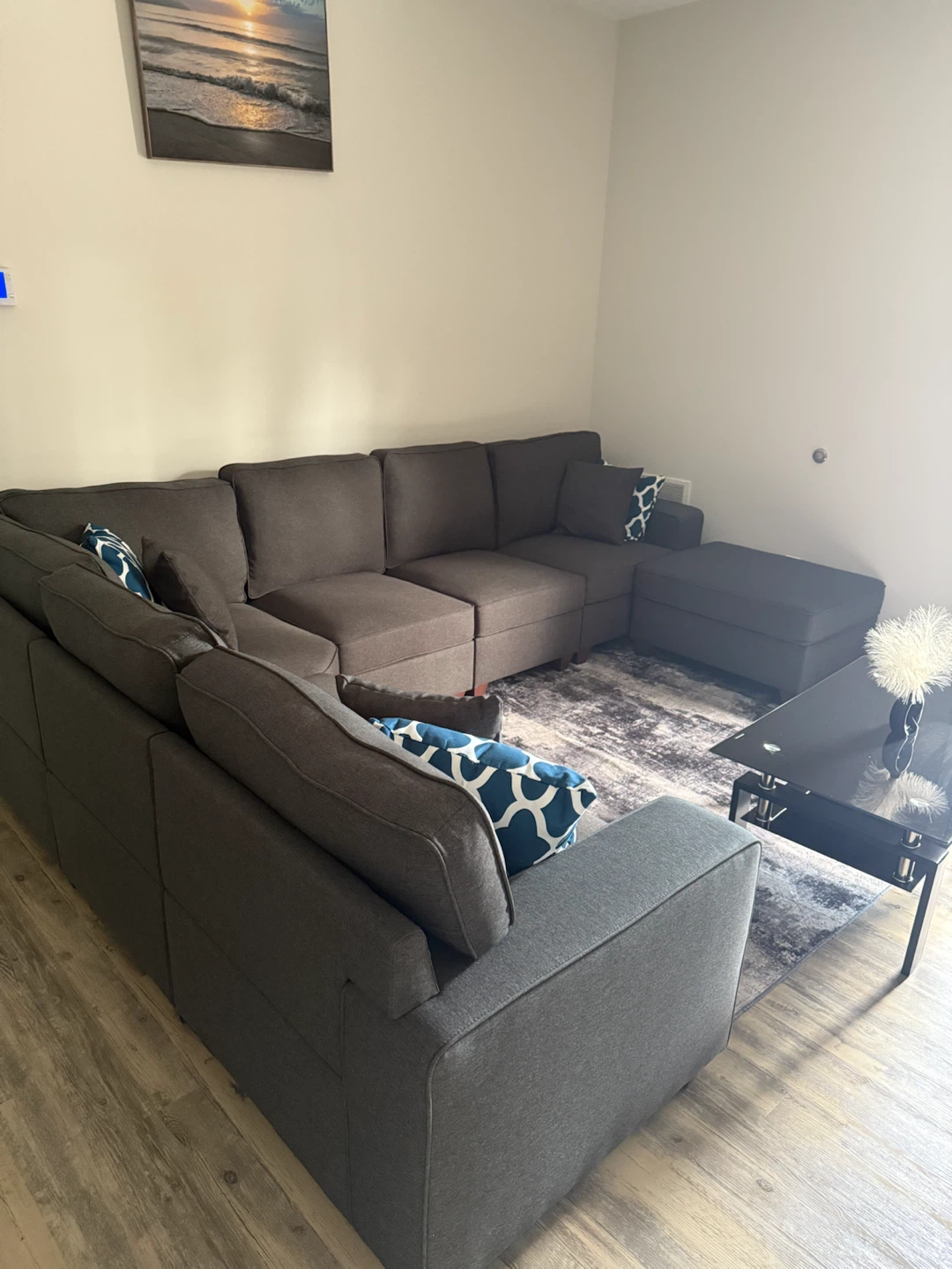 Dark grey linen blend 7 piece sectional - photo 3