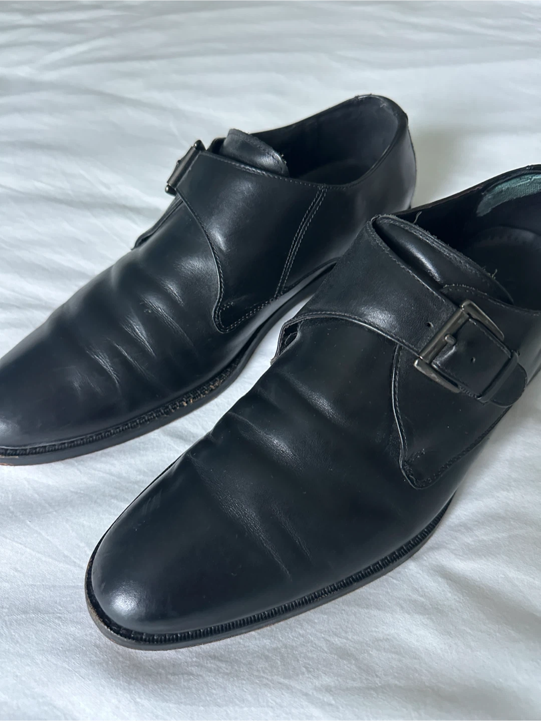 Cole Haan Men's Black Leather Monk Strap Shoes