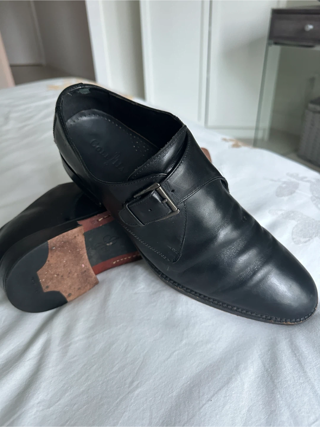 Cole Haan Men's Black Leather Monk Strap Shoes - photo 2