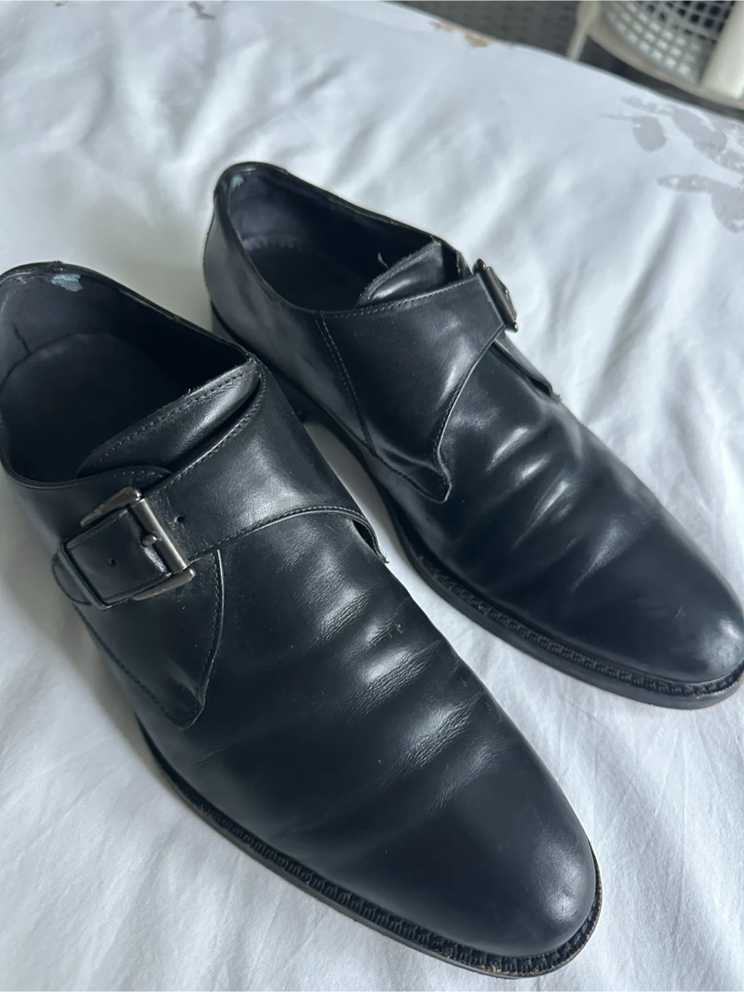 Cole Haan Men's Black Leather Monk Strap Shoes - photo 3