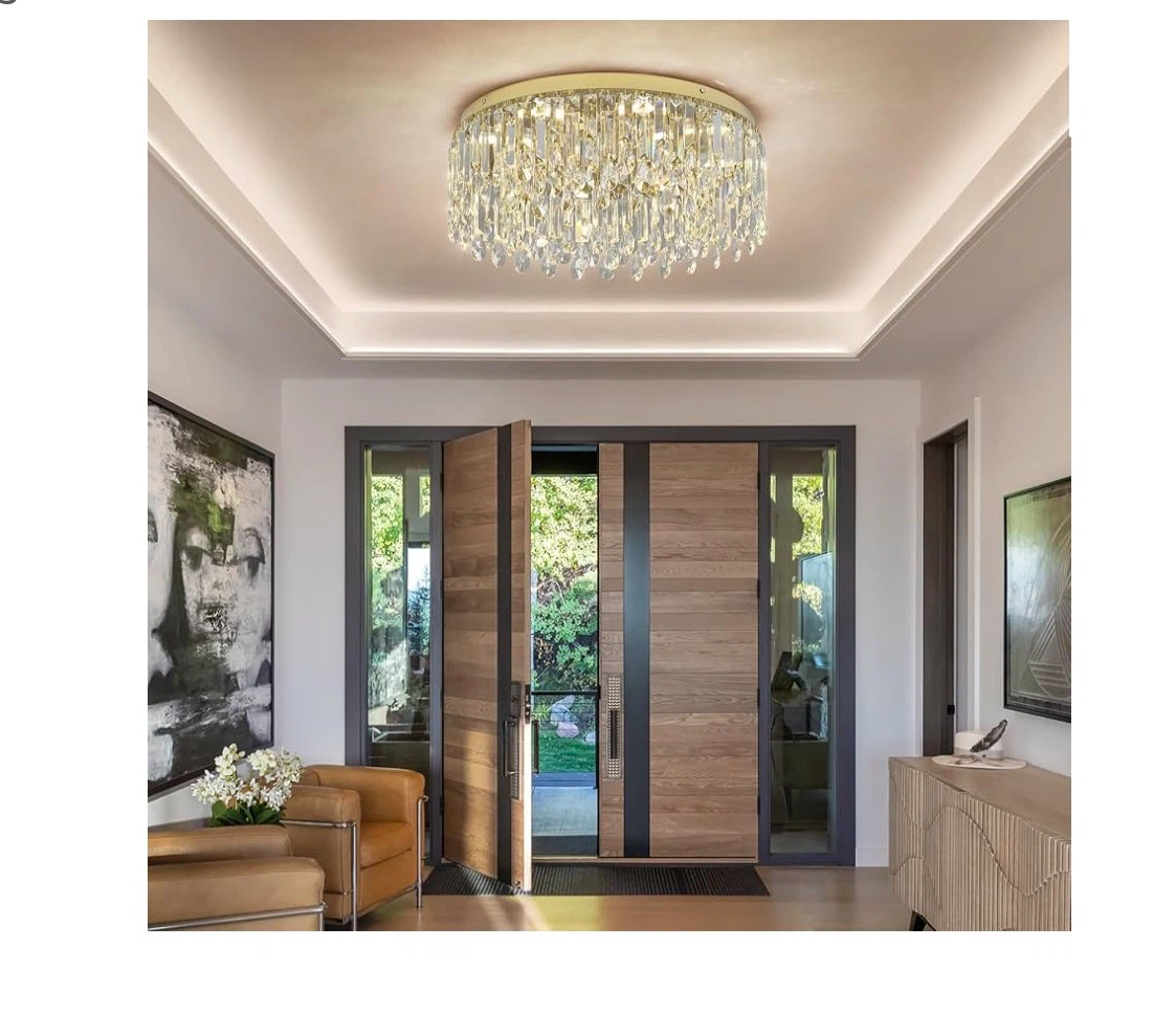 Gold Crystal Chandelier Living Room Ceiling Light Fixture - photo 2
