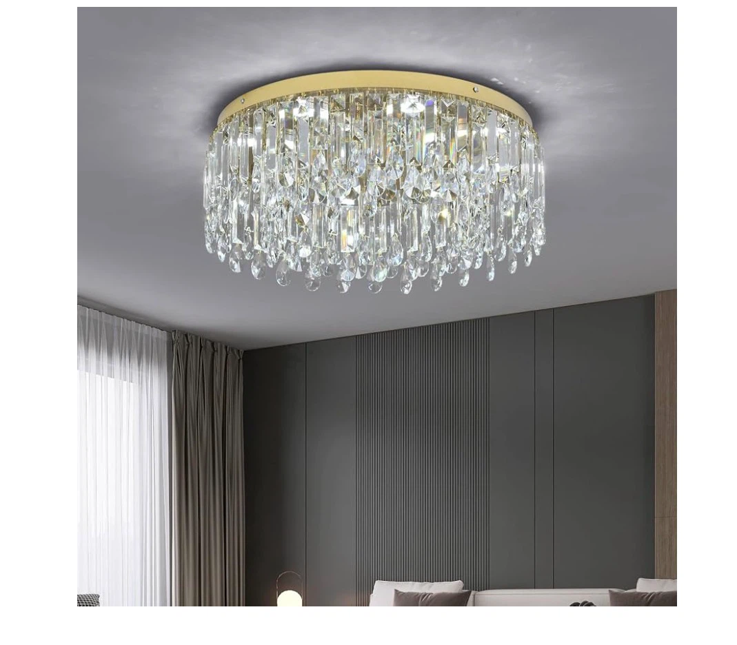 Gold Crystal Chandelier Living Room Ceiling Light Fixture - photo 5