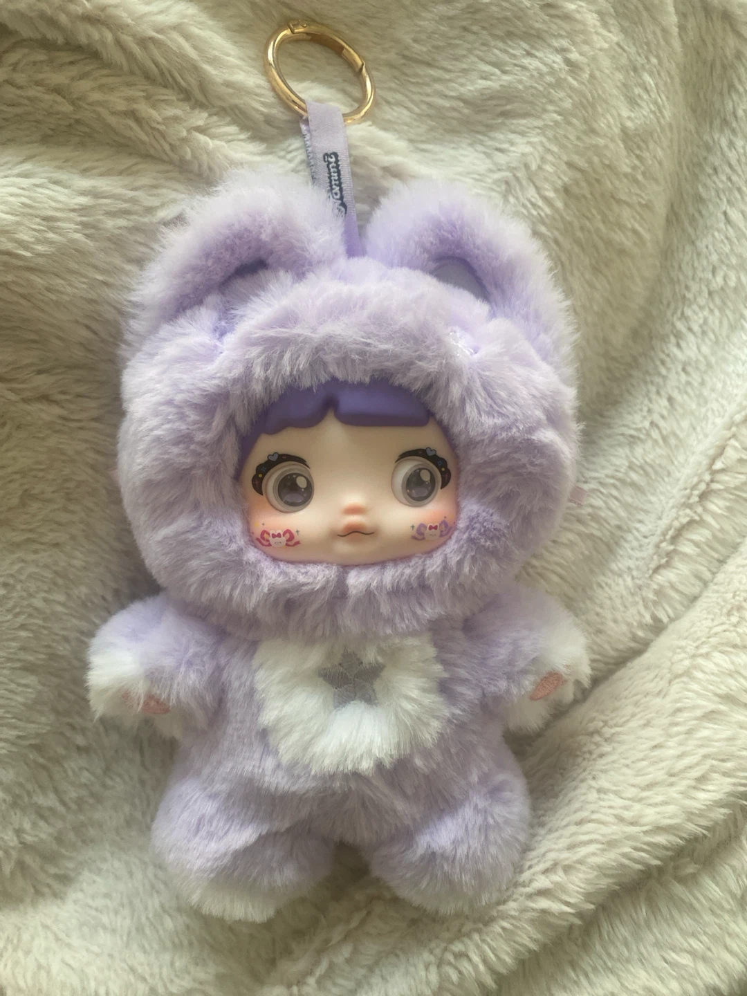 Nomimi Plush Bag Charm, Eyes Change, Purple - photo 2