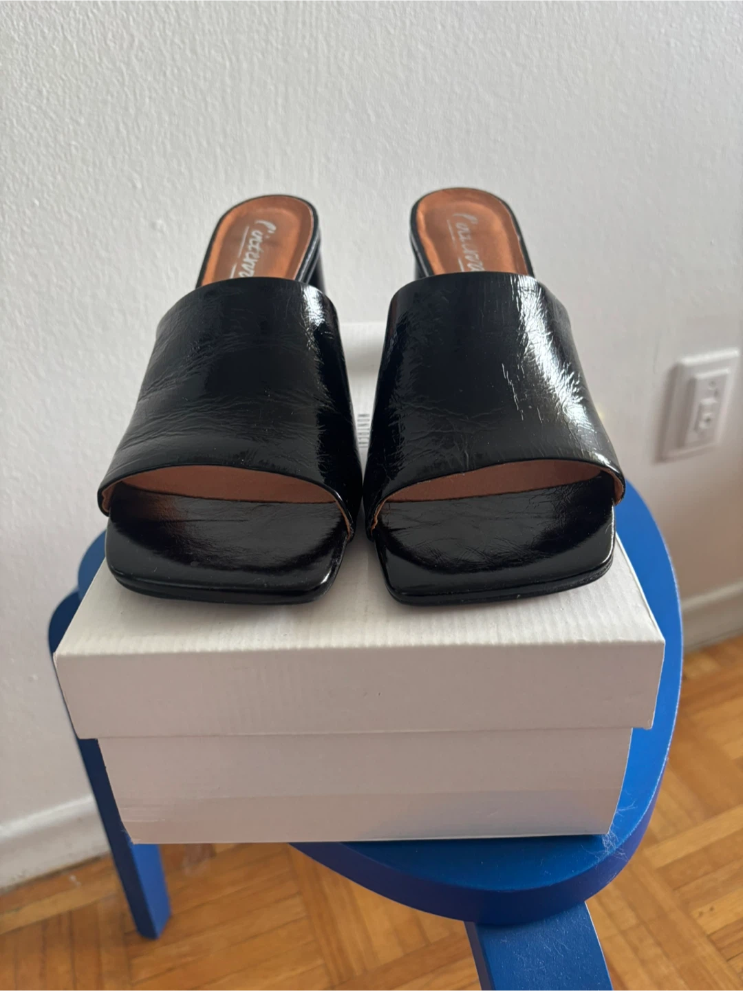 L'intervalle Alyki Black Heeled Mules Size 9 - photo 3