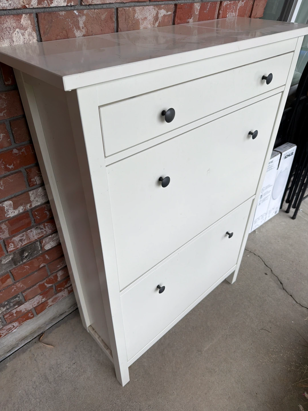 White Shoe Cabinet with 3 Drawers - photo 2
