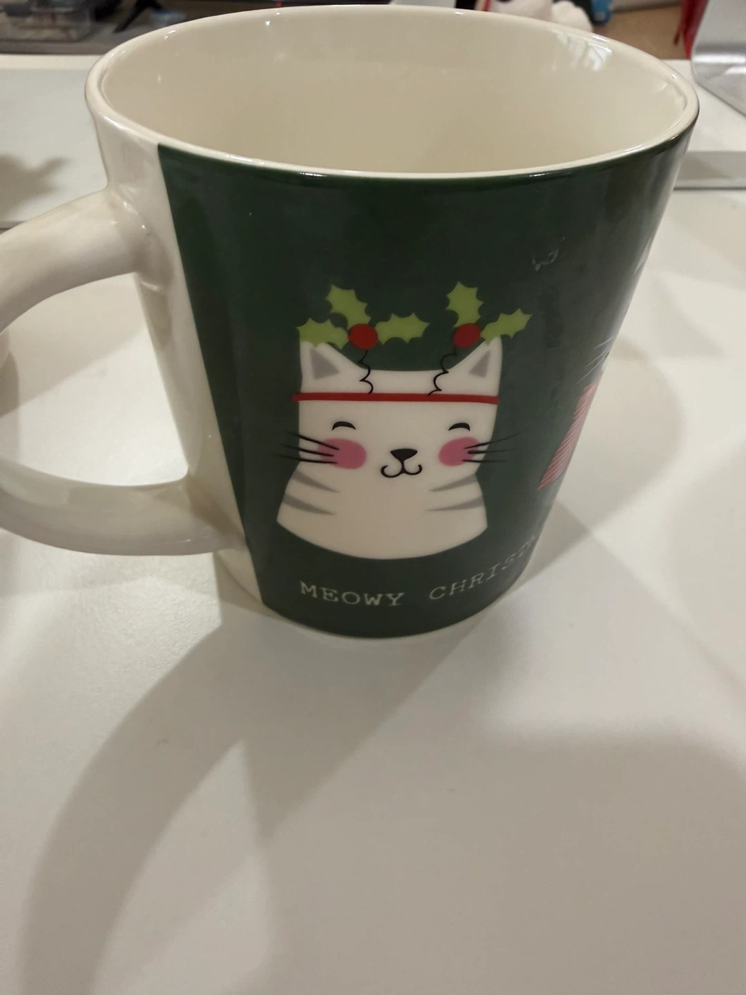Meowy Christmas Cat Ceramic Mug – Like New - photo 2