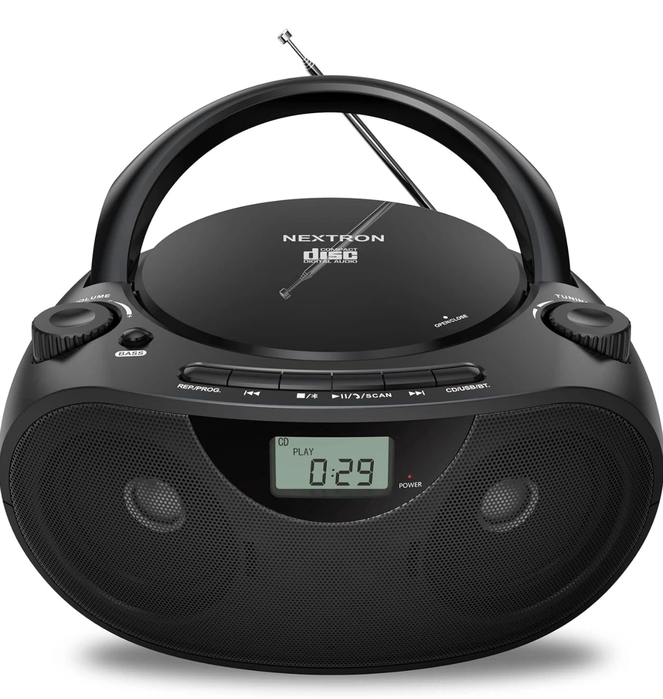 New Nextron Portable CD Player Boombox – Bluetooth, AM/FM, USB