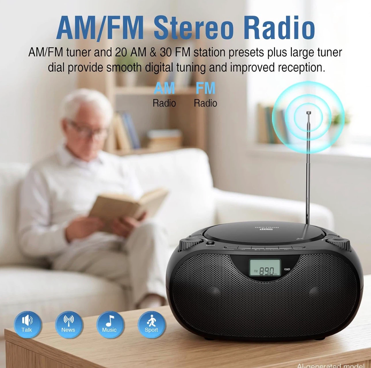 New Nextron Portable CD Player Boombox – Bluetooth, AM/FM, USB - photo 5