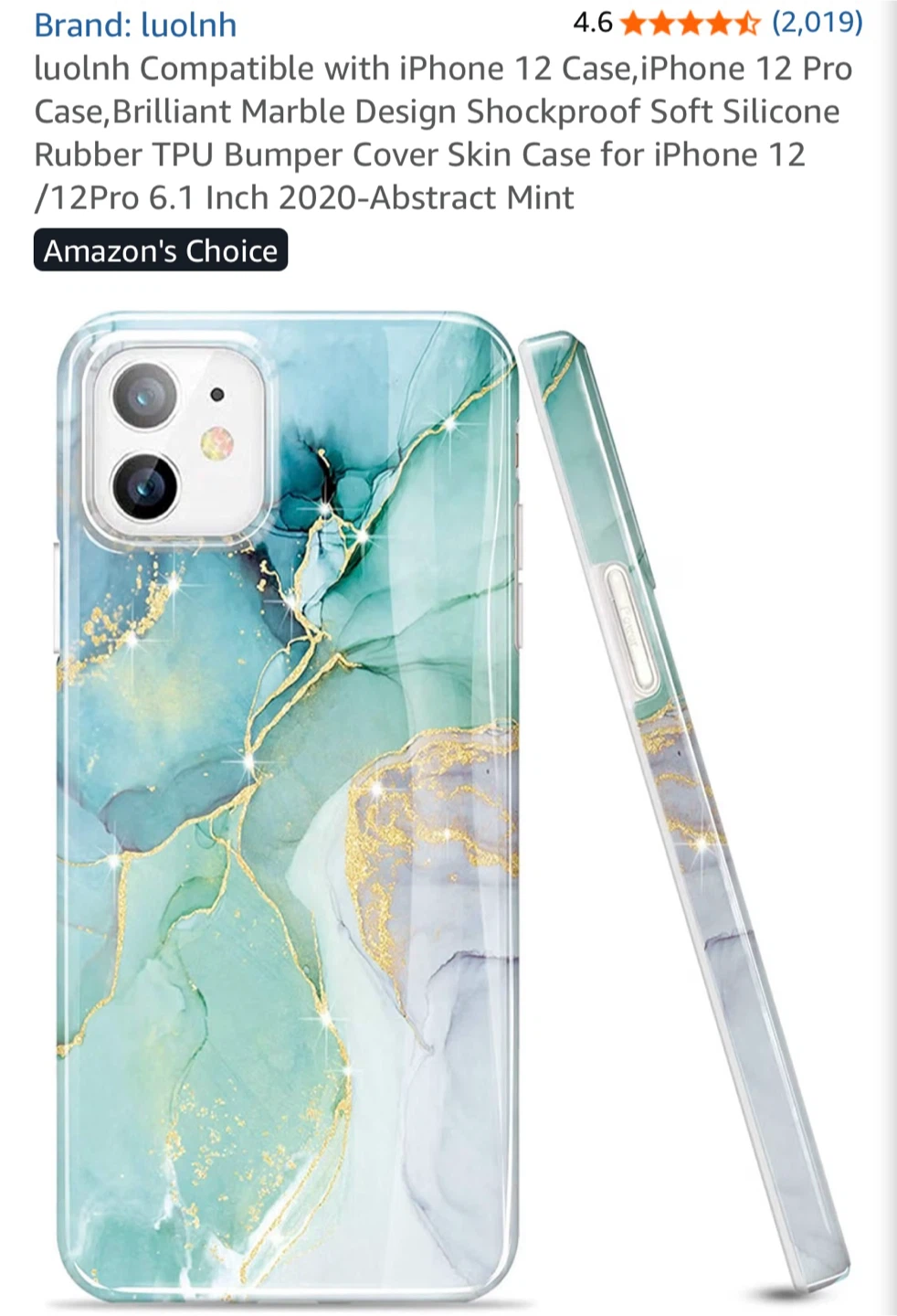 LUOLNH iPhone 12 / 12 Pro Case - 6.1 Inch, Marble Design