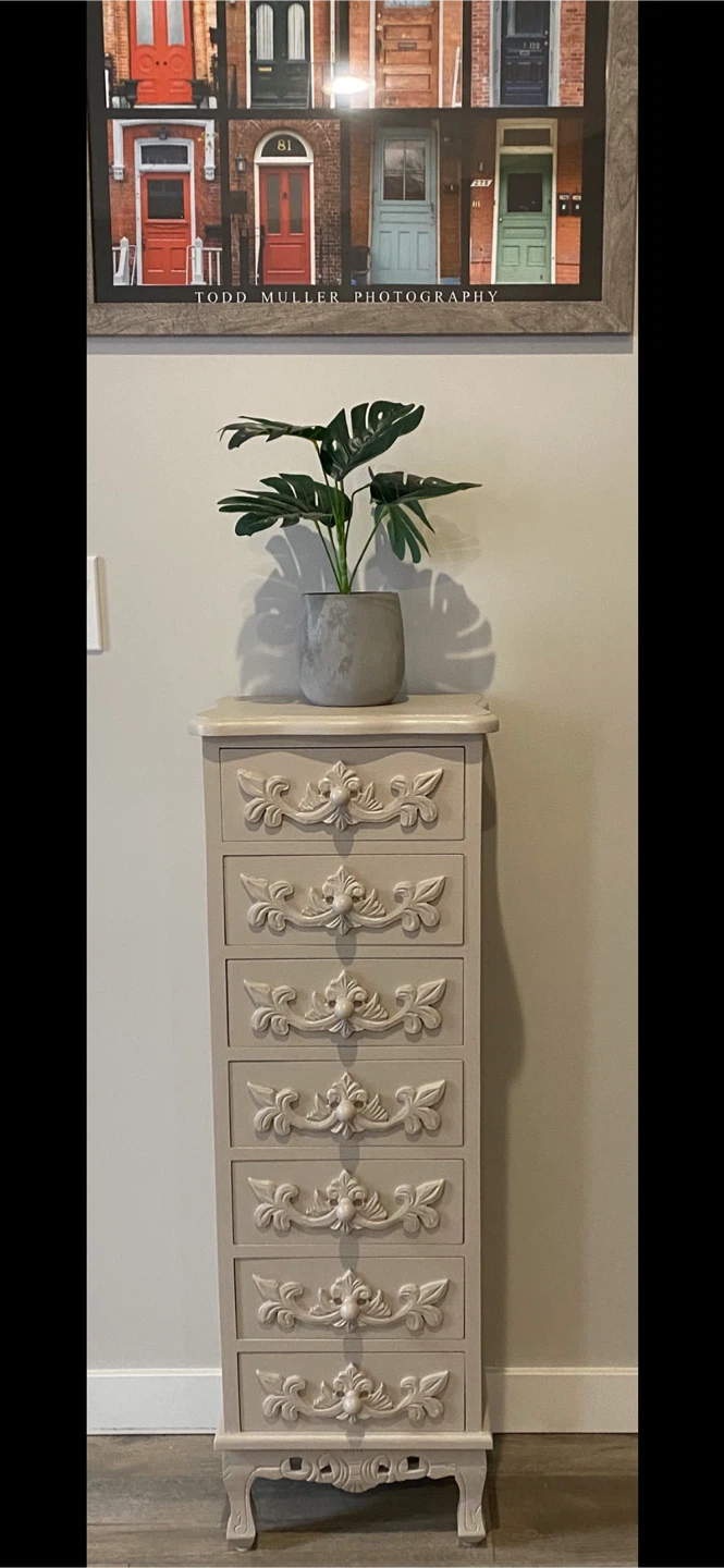 Hardwood carved skinny slim dresser
